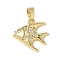Brass Micro Pave Cubic Zirconia Pendants, Fish, Real 18K Gold Plated, 14.5x15x3mm, Hole: 3x5mm