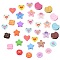 60 Pcs 6 Style Opaque Resin Cabochons, Valentine's Day Theme, Mixed Shapes, Mixed Color, 23x24x5mm
