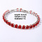 Hip-hop Brass Micro Cubic Zirconia Link Chain Bracelets for Men and Women, Red, 7-5/8 inch(19.5cm)