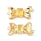 Brass Pave Cubic Zirconia Connector Charms, Real 18K Gold Plated, Bowknot Links, Gold, 11x23x4.5mm, Hole: 1mm