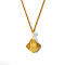 Stainless Steel Pendant Fashion Collarbone Necklaces, Golden, Rhombus, 17.72 inch(45cm)