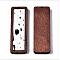 Eco-Friendly Cowhide Leather Big Pendants, with Dyed Wood, Rectangle with Leopard Print, Black, 56x19x3mm, Hole: 1.2mm