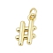 Brass Pendants, Hashtag Charms, Long-Lasting Plated, Rack Plating, Lead Free & Cadmium Free, with Jump Ring, Real 18K Gold Plated, 14x8.5x2mm, Hole: 3.5mm