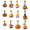 Halloween Theme Alloy Enamel & Resin European Dangle Charms, Pumpkin, Golden, 26~45mm, 12pcs/set