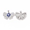Brass Micro Pave Cubic Zirconia Pendants, with Enamel Evil Eye, Bowknot Charm, Platinum, 15x22x3mm, Hole: 4x2.5mm
