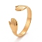 Ion Plating(IP) 304 Stainless Steel Double Hand Hug Open Cuff Ring for Women, Golden, US Size 7 3/4(17.9mm)