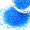 15/0 Transparent Czech Glass Seed Beads, Round, Deep Sky Blue, 1.5x1mm, Hole: 0.5mm, about 500g/bag