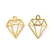 Rack Plating Alloy Pendants, Cadmium Free & Lead Free & Nickle Free, Hollow, Diamond Shape Charm, Matte Gold Color, 19.5x16x3.5mm, Hole: 2mm