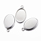 Non-Tarnish 304 Stainless Steel Pendant Cabochon Settings, Oval, Stainless Steel Color, Tray: 13x18mm, 22x14x1mm, Hole: 2mm