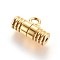 304 Stainless Steel Screw Clasps, Ion Plating (IP), with Loop, Column, Golden, 13x18x7mm, Hole: 2mm and 3mm