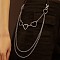 Iron 3 Layer Tassel Trousers Chains, Punk Style Decorative Chain Belts, Platinum, Heart, 450mm
