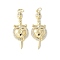 Brass Micro Pave Cubic Zirconia Pendants, Sword with Heart and Skull Charms, Rack Plating, Long-Lasting Plated, Cadmium Free & Lead Free, with Jump Ring, Real 18K Gold Plated, 36x13.5x5.5mm, Hole: 3.5mm