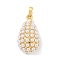 Rack Plating Brass & ABS Plastic Imitation Pearl Pendants, Cadmium Free & Lead Free, Long-Lasting Plated, Real 18K Gold Plated, Teardrop, 31x16.5x14.5mm, Hole: 5x3.5mm