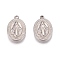 Non-Tarnish 304 Stainless Steel Pendants, Oval with Virgin Mary, Miraculous Medal, Stainless Steel Color, 13x9x2mm, Hole: 1mm