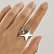 Star Alloy Cuff Rings, for Women, Platinum, Inner Diameter: 17mm