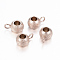 Ion Plating(IP) 304 Stainless Steel Tube Bails, Loop Bails, Textured, Rondelle Bail Beads, Rose Gold, 9x6x4.5mm, Hole: 2mm, Inner diameter: 3mm