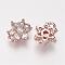 Brass Micro Pave Grade AAA Cubic Zirconia Links, Flower, Cadmium Free & Nickel Free & Lead Free, Real Rose Gold Plated, 10x10x5mm, Hole: 2mm