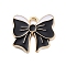 Alloy Enamel Pendants, Bowknot Charms, Golden, Black, 15x16x2mm, Hole: 2mm