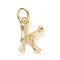 Brass Pendants, Cadmium Free & Lead Free, with Jump Ring, Golden, Letter Charms, Letter K, 12x8x2mm, Hole: 3mm