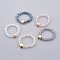 Electroplate Glass Beads Stretch Finger Rings, with Brass Finding, Star, 18~22mm