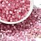 Glass Seed Beads, Imitation Cat Eye, Round Hole, Hexagon, Hot Pink, 3.5x3.8x3.5mm, Hole: 1mm, about 6338pcs/pound