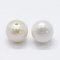 Natural Cultured Freshwater Pearl Beads, Grade 3A, Half Drilled, Round, Floral White, 8mm, Hole: 0.8mm