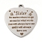 Non-Tarnish 201 Stainless Steel Pendants, Family Theme Message Charms, Heart with Word Charms, Stainless Steel Color, 30.5x29x2mm, Hole: 3mm