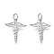 Brass Pendants, with Jump Ring, Nickel Free, Wand with Wing, Real Platinum Plated, 17.5x15.5x2mm, Hole: 3mm