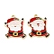 Christmas Theme Rack Plating Alloy Pendants, with Enamel, Cadmium Free & Nickel Free & Lead Free, Golden, Santa Claus, 27.5x24x1.5mm, Hole: 1.8~2mm