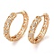 Brass Micro Pave Cubic Zirconia Hoop Earrings, Hollow Flower, Light Gold, 26.5x27.5x5mm