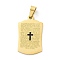 PVD Vacuum Plating 304 Stainless Steel Enamel Pendants, Rectangle with Cross & Word, Golden, 33.5x20.5x1.5mm, Hole: 4.5x9mm