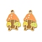 304 Stainless Steel Enamel Pendants, Mushroom Charm, Ion Plating(IP), Golden, Orange, 15x10x1mm, Hole: 1.5mm