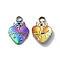 Ion Plating(IP) 304 Stainless Steel Pendant, Heart Charm, Rainbow Color, 17x11x2.5mm, Hole: 2.5mm