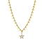 Star Brass Micro Pave Cubic Zirconia Pendant Necklaces, with Brass Curb Chains and 304 Stainless Steel Lobster Claw Clasps, Golden, 17.52 inch(44.5cm)