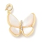 Brass Micro Pave Clear Cubic Zirconia Pendants, Cadmium Free & Nickel Free & Lead Free, with white Shell, Butterfly Charms, Real 18K Gold Plated, 27.5x26x5.5mm, Hole: 4x3mm