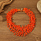Bohemian Style Glass Bead Multi-layer Necklaces for Daily Wear and Gifting, Orange, 19.69 inch(50cm)