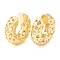 Brass Hollow Round Cuff Earrings, Long-Lasting Plated, Lead Free & Cadmium Free, Real 18K Gold Plated, 29x31.5x9.5mm