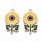 Eco-Friendly Alloy Enamel Pendants, Cadmium Free & Lead Free & Nickel Free, Sunflower, Light Gold, Goldenrod, 27.5x15.5x1mm, Hole: 1.8mm