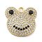 Brass Micro Pave Cubic Zirconia Pendants, Frog, Lead Free & Cadmium Free, Long-Lasting Plated, Real 18K Gold Plated, 20.5x21x4mm, Hole: 2mm