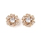 Rack Plating Brass Micro Pave Cubic Zirconia Beads, Long-Lasting Plated, Lead Free & Cadmium Free, Flower, Real 14K Gold Plated, 12.5x12x7mm, Hole: 1.8mm