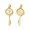 Rack Plating Brass Micro Pave Cubic Zirconia Pendants, with Enamel, Cadmium Free & Lead Free, Long-Lasting Plated, Key with Heart Charm, Real 18K Gold Plated, 33.5x12.5x3mm, Hole: 4x3.5mm