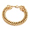 Ion Plating(IP) 304 Stainless Steel Cuban Link Chain Bracelets, with Lobster Claw Clasps, Faceted, Golden, 8-7/8x3/8 inch(22.5x1cm)