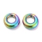304 Stainless Steel Charms, Ring Charms, Rainbow Color, 13x12x4mm, Hole: 6mm