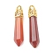 BulletNatural Agate Pointed Pendants, with Platinum Tone Alloy Findings, 33~40x8~10mm, Hole: 3x2mm
