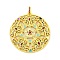 Real 18K Gold Plated Brass Micro Pave Cubic Zirconia Pendants, with Enamel, Cadmium Free & Nickel Free & Lead Free, Flat Round, Colorful, 42x39.5x2mm, Hole: 4x3mm