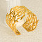 Hollow-out 304 Stainless Steel Cuff Bangles, Imitation Carol Shape Bangles for Women, Real 18K Gold Plated, Inner Diameter: 2-1/4 inch(5.8cm)