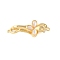 Brass Micro Pave Clear Cubic Zirconia Fold Over Clasps, Cadmium Free & Nickel Free & Lead Free, with White Shell, Clover, Real 18K Gold Plated, 35mm, Hole: 1.2mm
