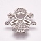 Brass Micro Pave Cubic Zirconia Links, Girl, Platinum, 17x18x2mm, Hole: 1.5mm