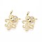 Brass Micro Pave Cubic Zirconia Pendants, Squid, Real 16K Gold Plated, 24~24.5x15x4mm, Hole: 2x2.5mm