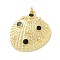 Brass Enamel Pendants, Cadmium Free & Lead Free, with Jump Rings, Real 18K Gold Plated, Shell Shape Charms, Black, 30x28x7mm, Hole: 3mm
